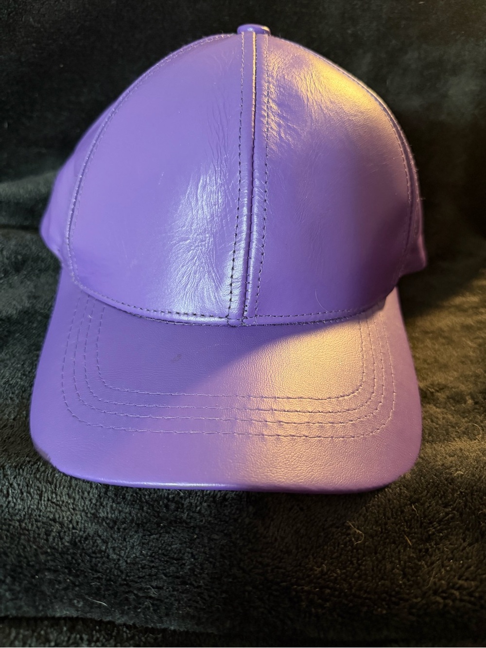 Purple Genuine Leather Baseball Cap for Women